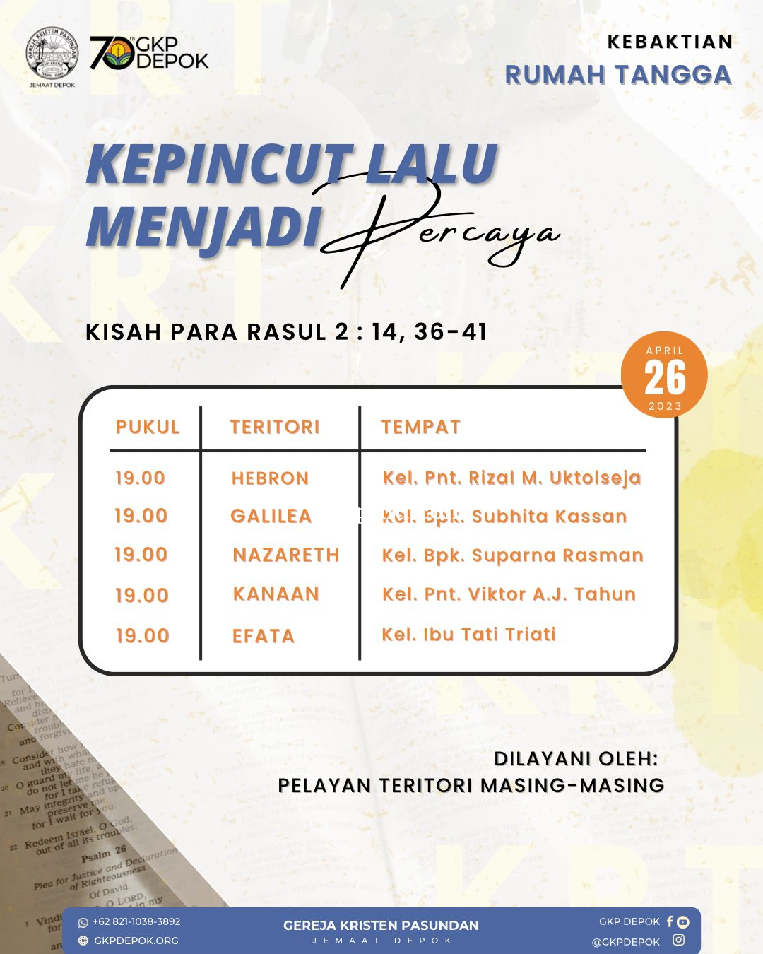 Kebaktian Rumah Tangga 26 April 2023