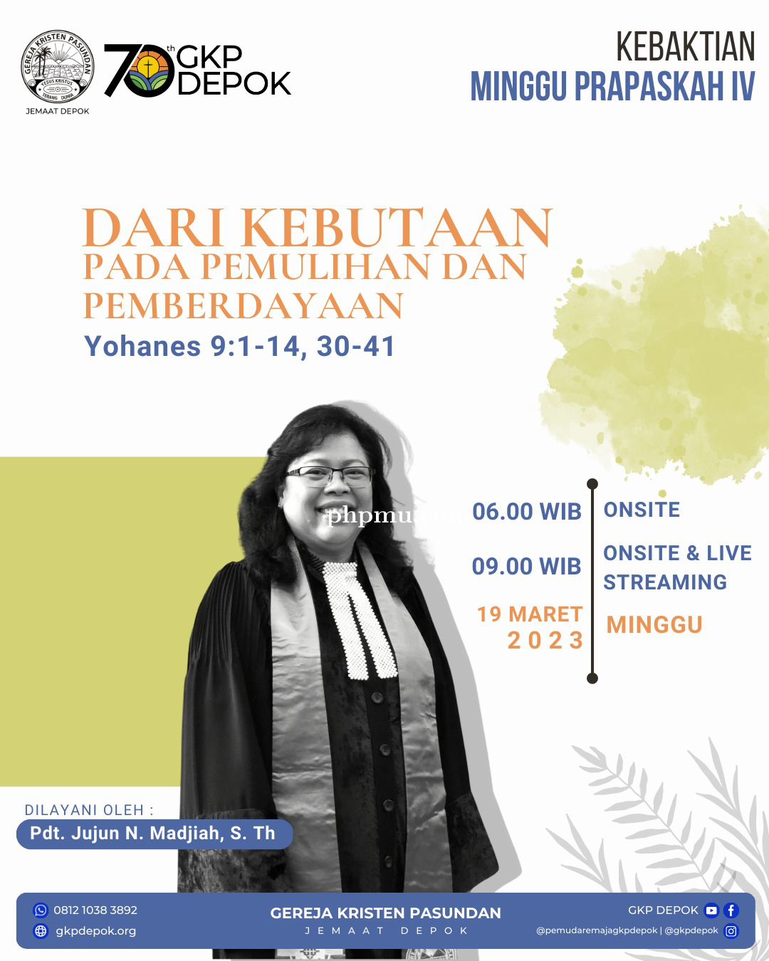 Kebaktian Minggu 19 Maret 2023