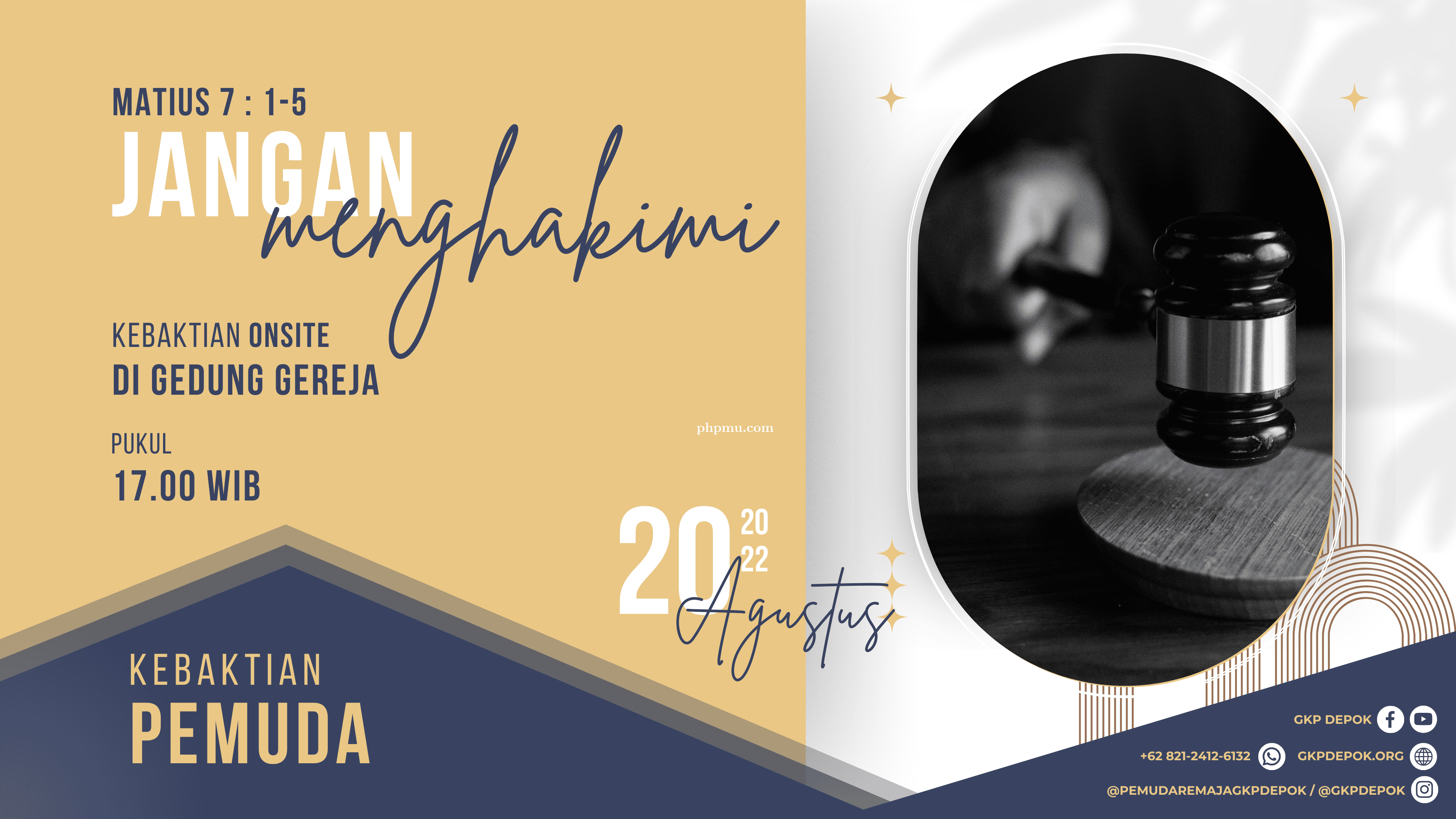 Kebaktian Kaum Pemuda 20 Agustus 2022