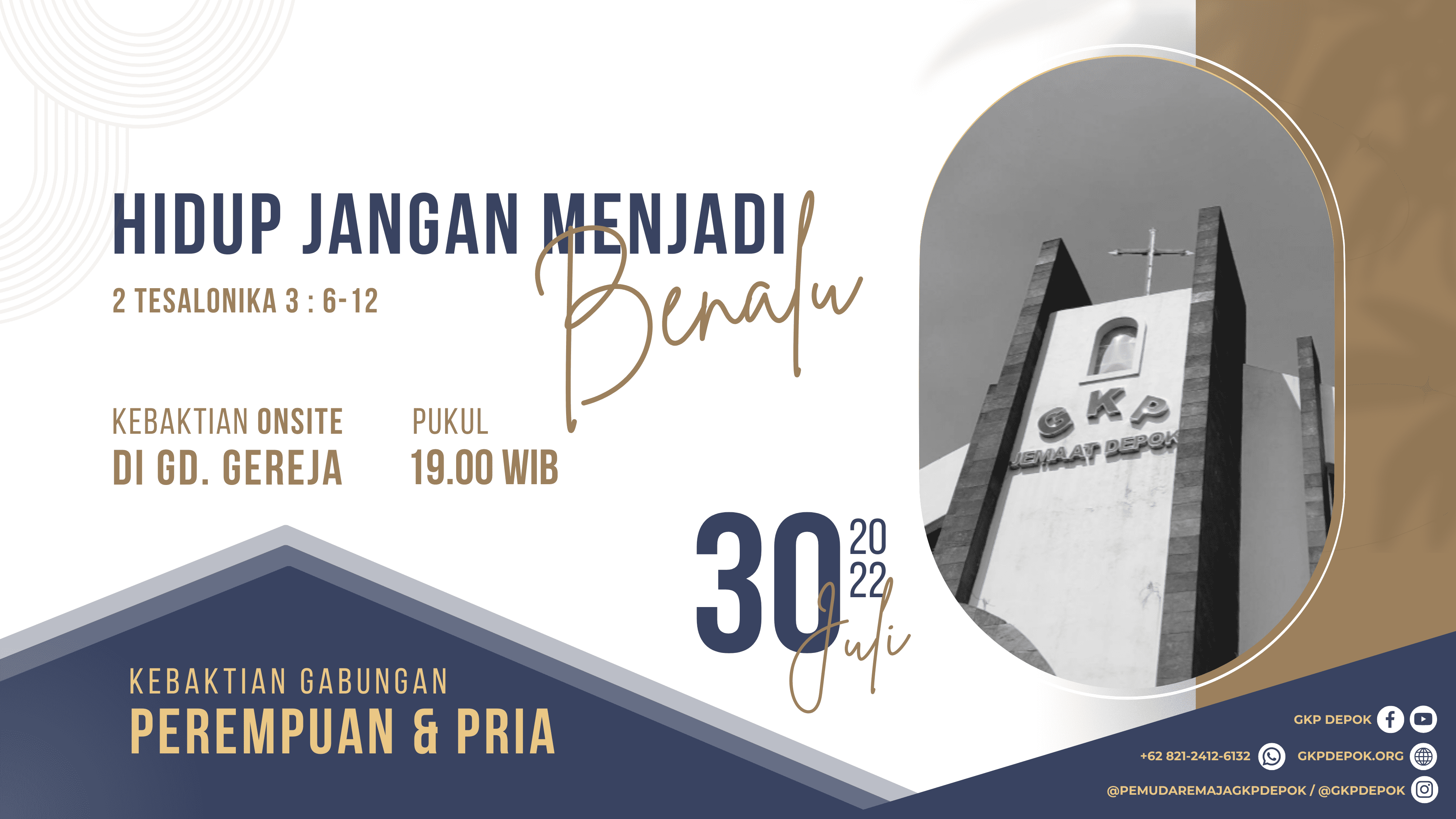 Kebaktian Gabungan Perempuan & Pria 30 Juli 2022